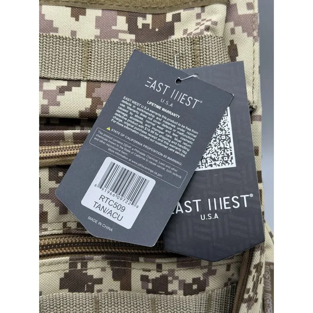 East West USA Tactical Backpack Desert Camo MOLLE Military Bag NWT RTC509